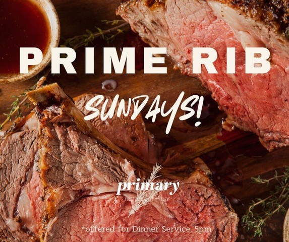 Prime Rib Sundays at Primary Highlands NC